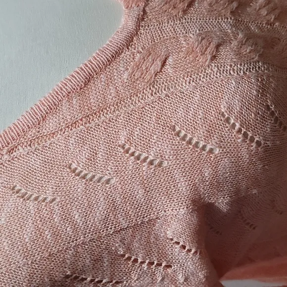 SOFT SURROUNDINGS CABLE KNIT PULLOVER SWEATER V NECK SHIRT TOP ORANGE WOMEN SZ M