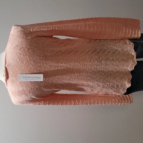 SOFT SURROUNDINGS CABLE KNIT PULLOVER SWEATER V NECK SHIRT TOP ORANGE WOMEN SZ M