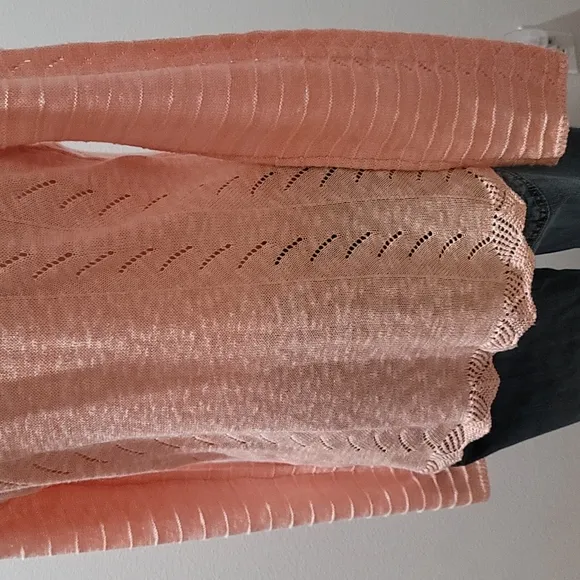 SOFT SURROUNDINGS CABLE KNIT PULLOVER SWEATER V NECK SHIRT TOP ORANGE WOMEN SZ M