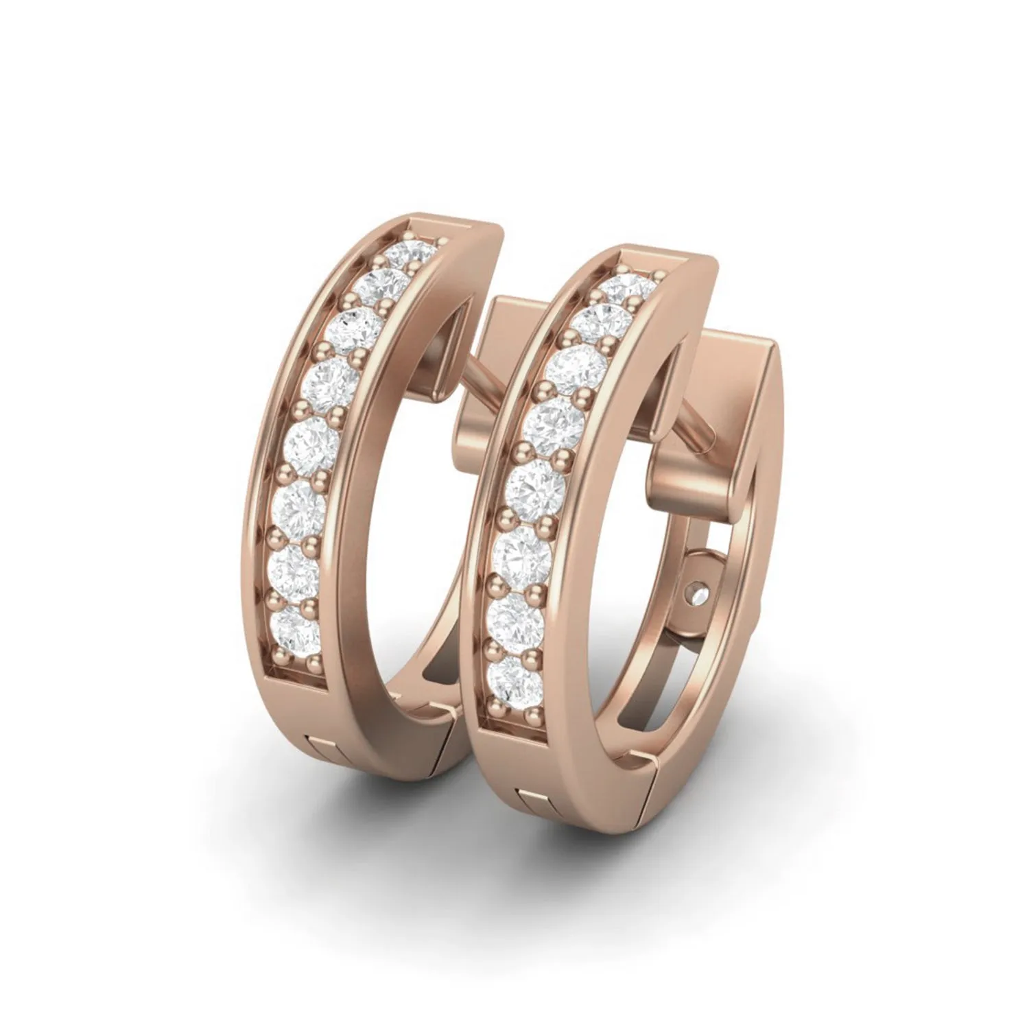 Solid 925 Sterling Silver Round Moissanite Diamond Huggie Hoops Small Earrings for women's