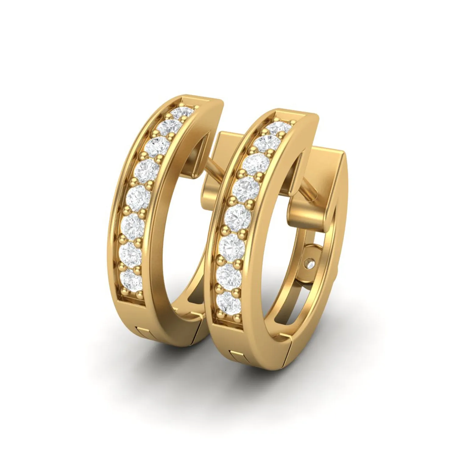 Solid 925 Sterling Silver Round Moissanite Diamond Huggie Hoops Small Earrings for women's