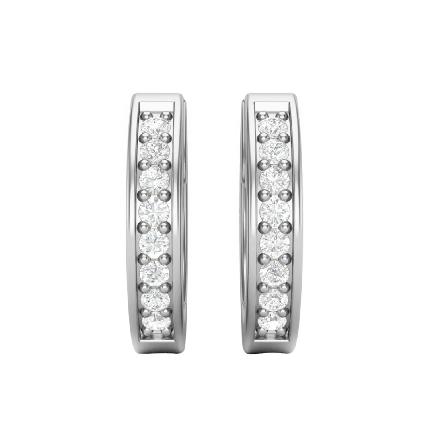 Solid 925 Sterling Silver Round Moissanite Diamond Huggie Hoops Small Earrings for women's