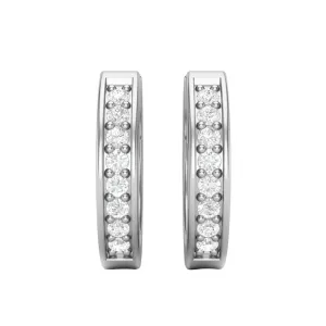 Solid 925 Sterling Silver Round Moissanite Diamond Huggie Hoops Small Earrings for women's