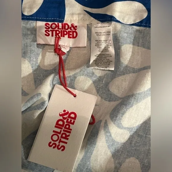 Solid &amp; Striped NWT Women's Blue The Mini Linen-blendPareo Cover-up in Sz M-L