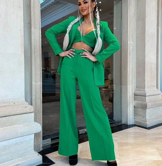 Solid Color Blazer 3 Piece Set