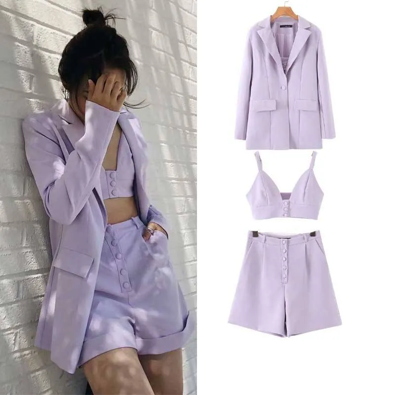 Solid Color Blazer 3 Piece Set