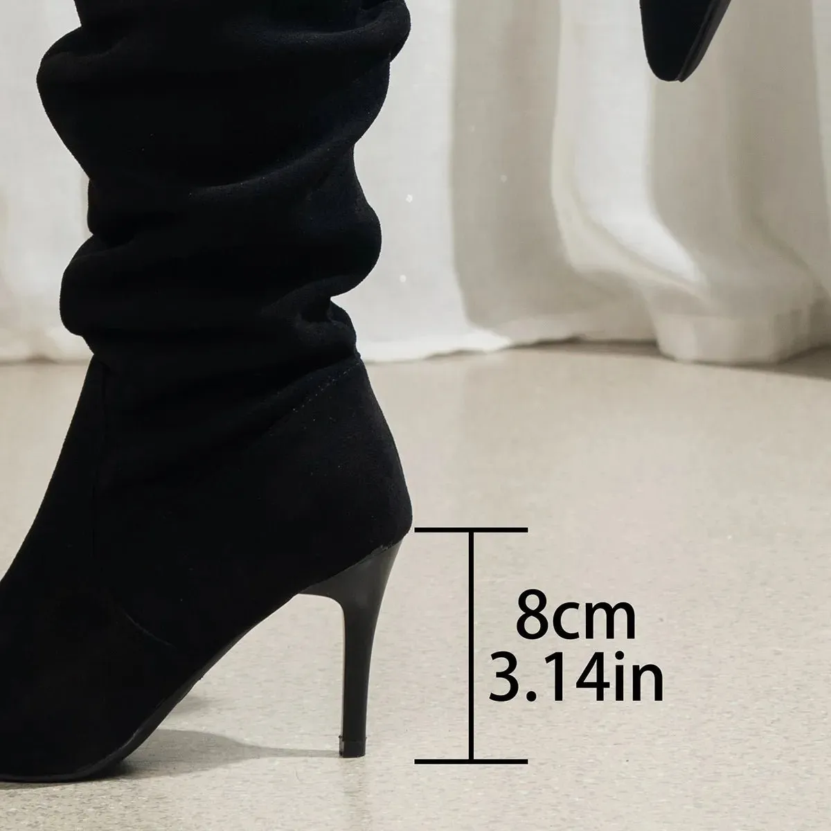 Solid Color Stiletto Heel Boots