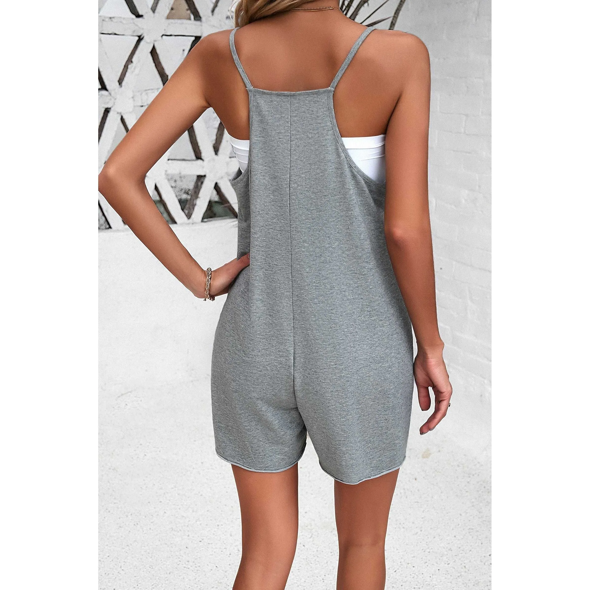 Spaghetti Strap Romper with Pocket