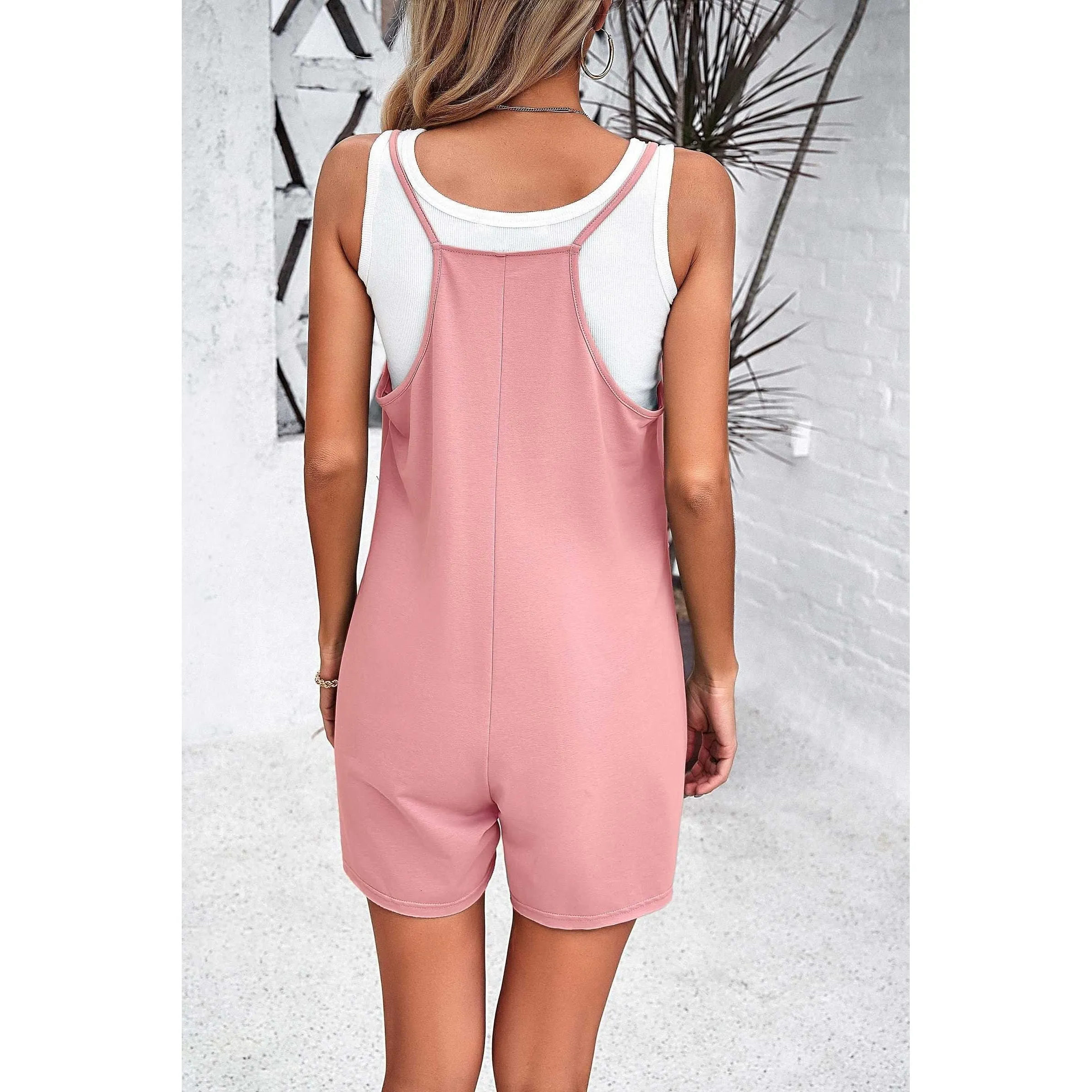 Spaghetti Strap Romper with Pocket