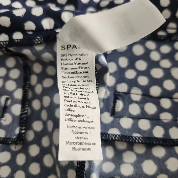 SPANX Sunshine Shorts 6&quot; Navy White Pantited Dot Women's Size Large