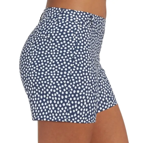 SPANX Sunshine Shorts 6&quot; Navy White Pantited Dot Women's Size Large