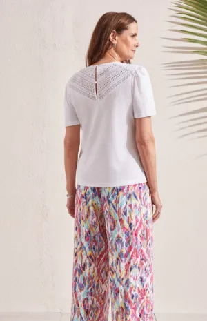 S/S Top with Lace Detail - White
