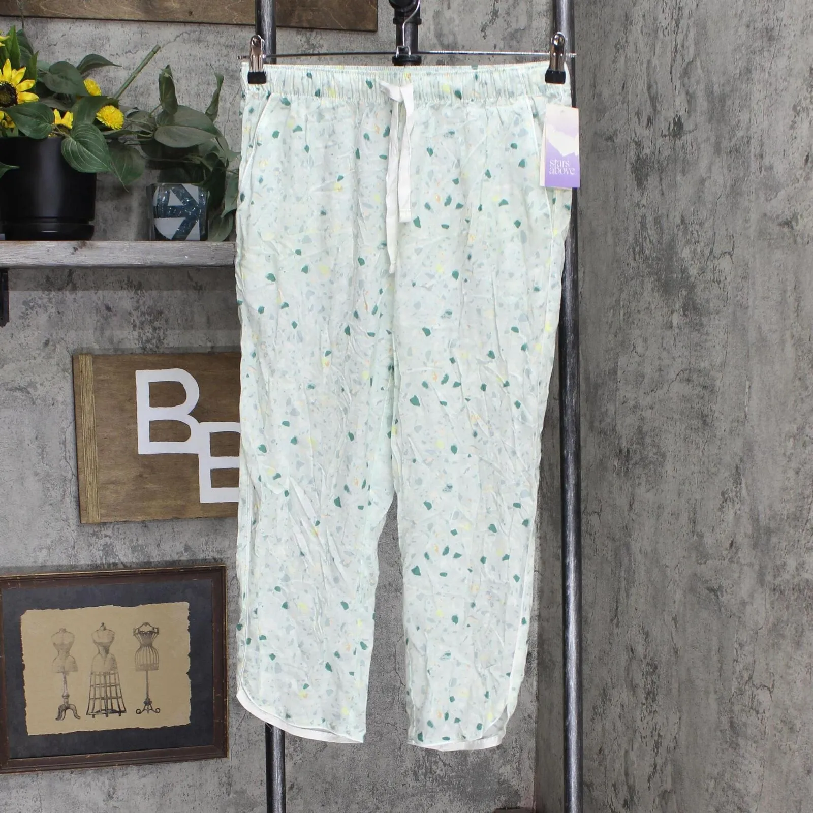Stars Above Women's Terrazzo Print Simply Cool Crop Pajama Pants Blue XS