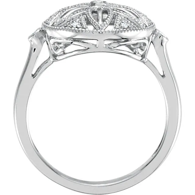 Sterling Silver .05 CTW Diamond Flower Ring