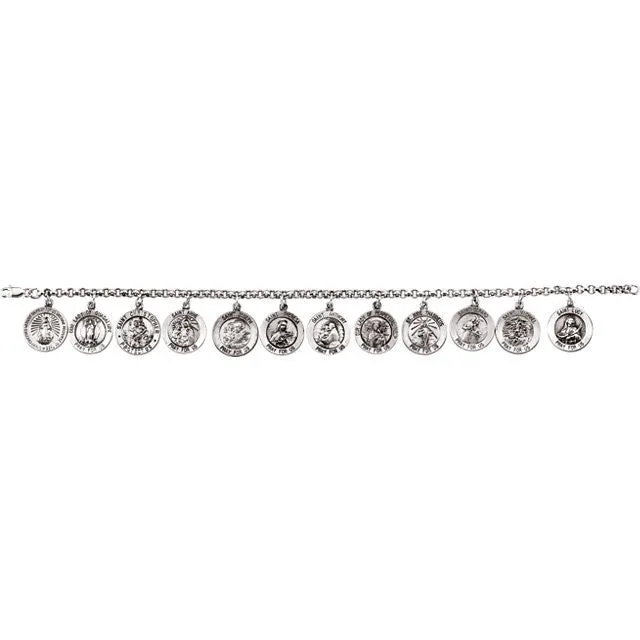 Sterling Silver Saints Charm 7.5" Bracelet