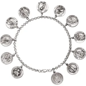 Sterling Silver Saints Charm 7.5" Bracelet