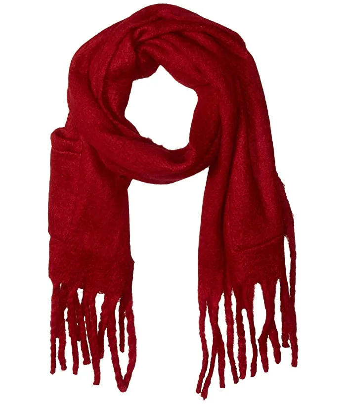 Steve Madden Women's Over-Sized Super Soft Muffler With Pockets Cold Weather Scarf, Red! Retails $80 