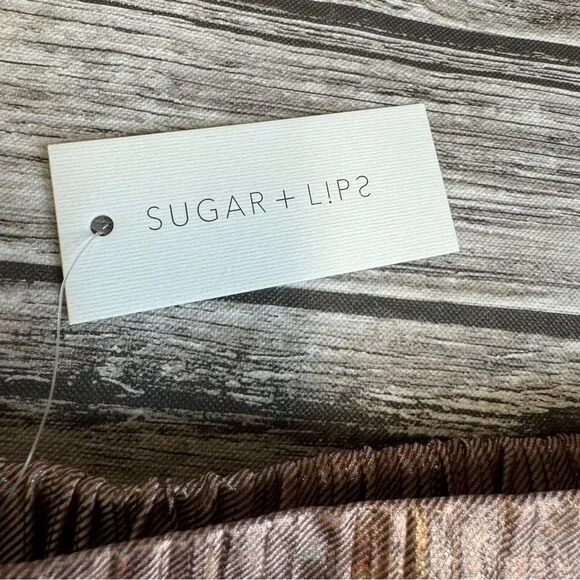 Sugar   Lips  Women's Accordion Pleat Metallic Skirt M Med Medium Rose Gold Knee