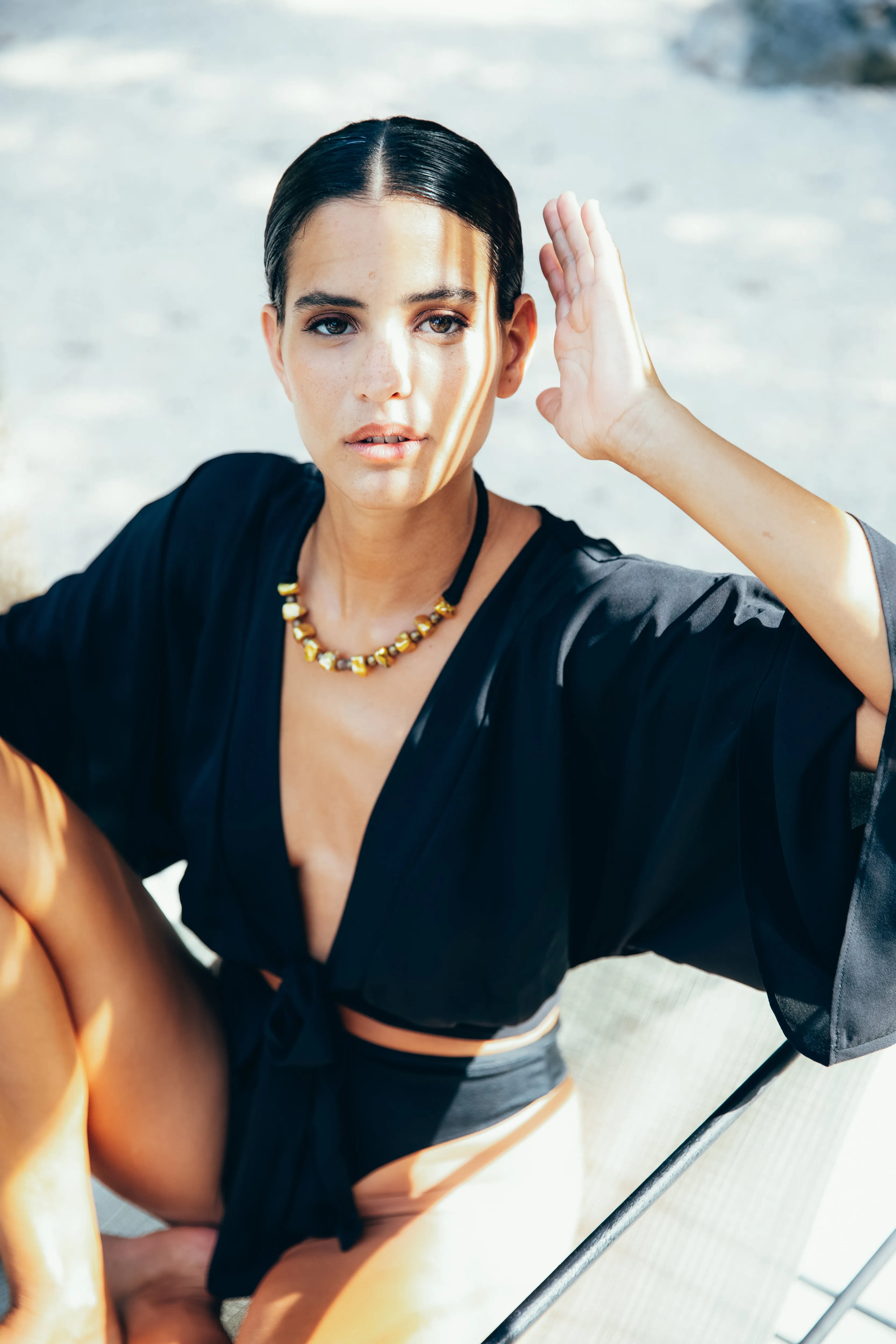 SukiSo Women's Kimono Wrap Top in Black