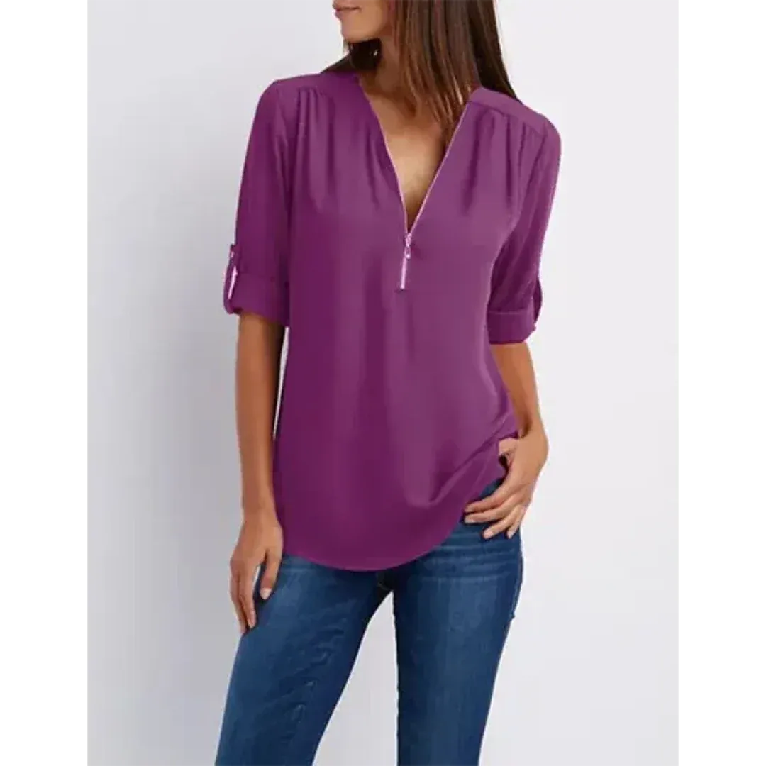 Susannah® | Comfortable women's blouse with half zip