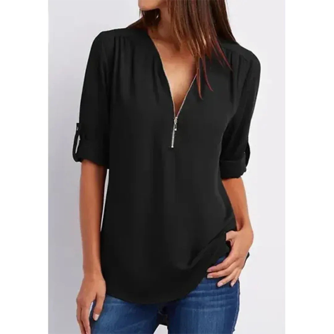 Susannah® | Comfortable women's blouse with half zip