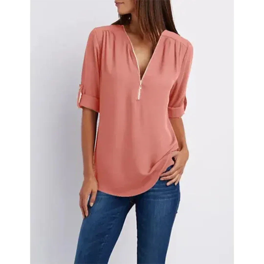 Susannah® | Comfortable women's blouse with half zip