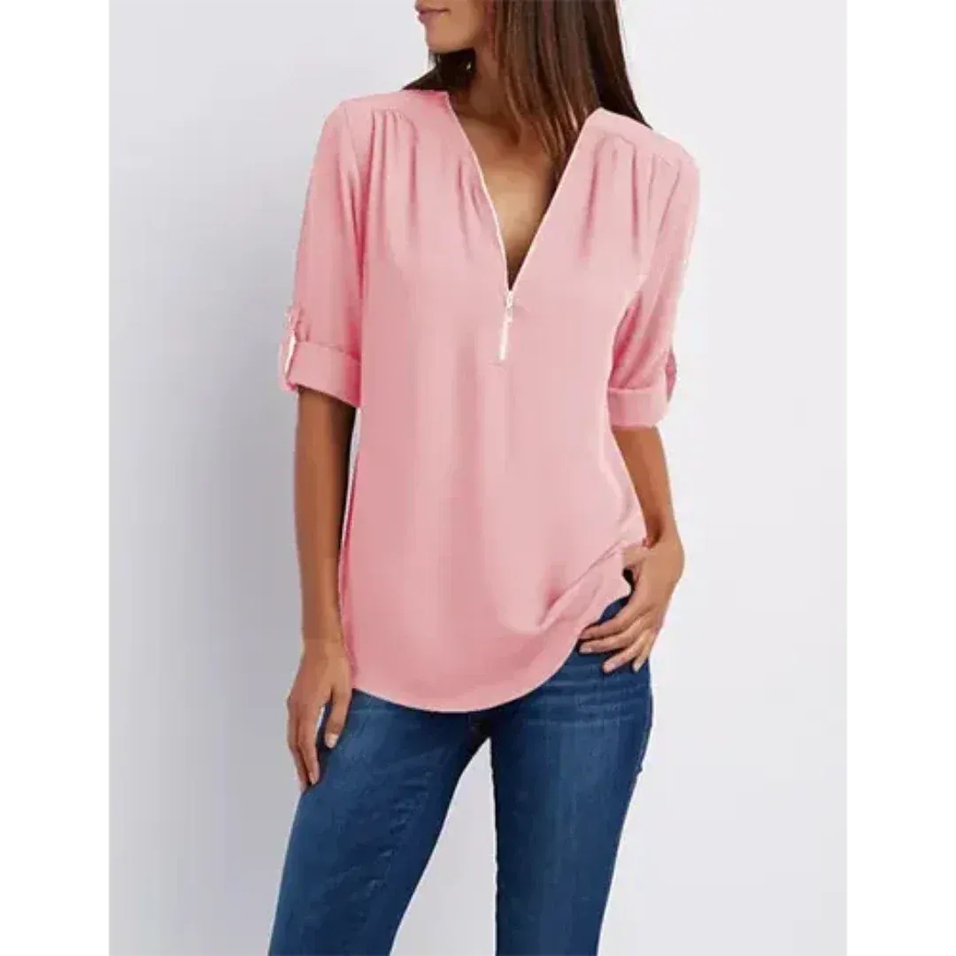 Susannah® | Comfortable women's blouse with half zip