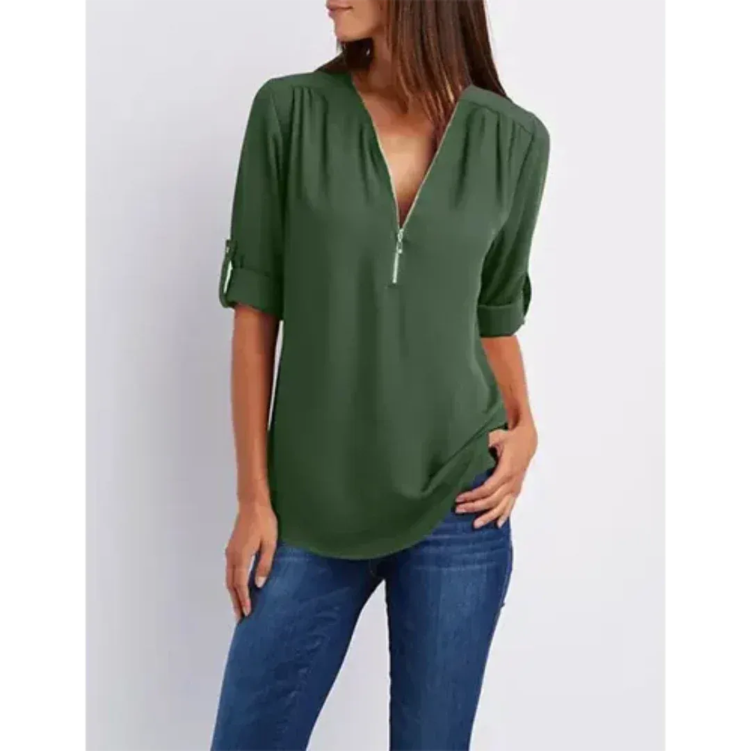 Susannah® | Comfortable women's blouse with half zip