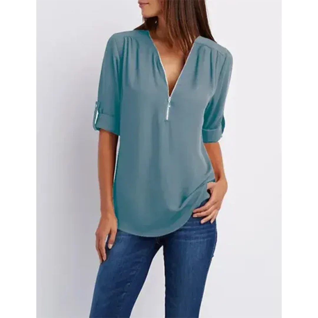 Susannah® | Comfortable women's blouse with half zip