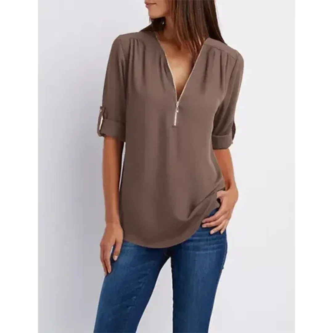 Susannah® | Comfortable women's blouse with half zip