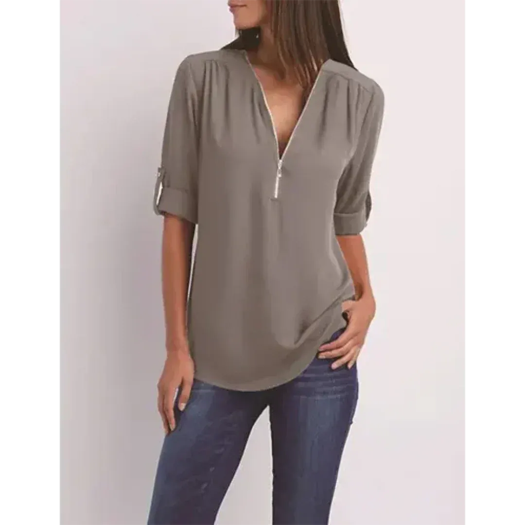 Susannah® | Comfortable women's blouse with half zip