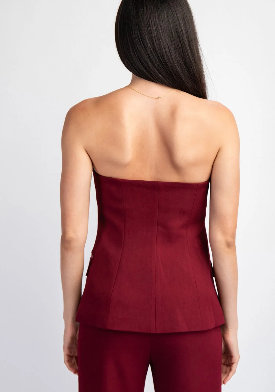 Sweetheart Woven Tailored Tube Top With Satin Contrast Insert