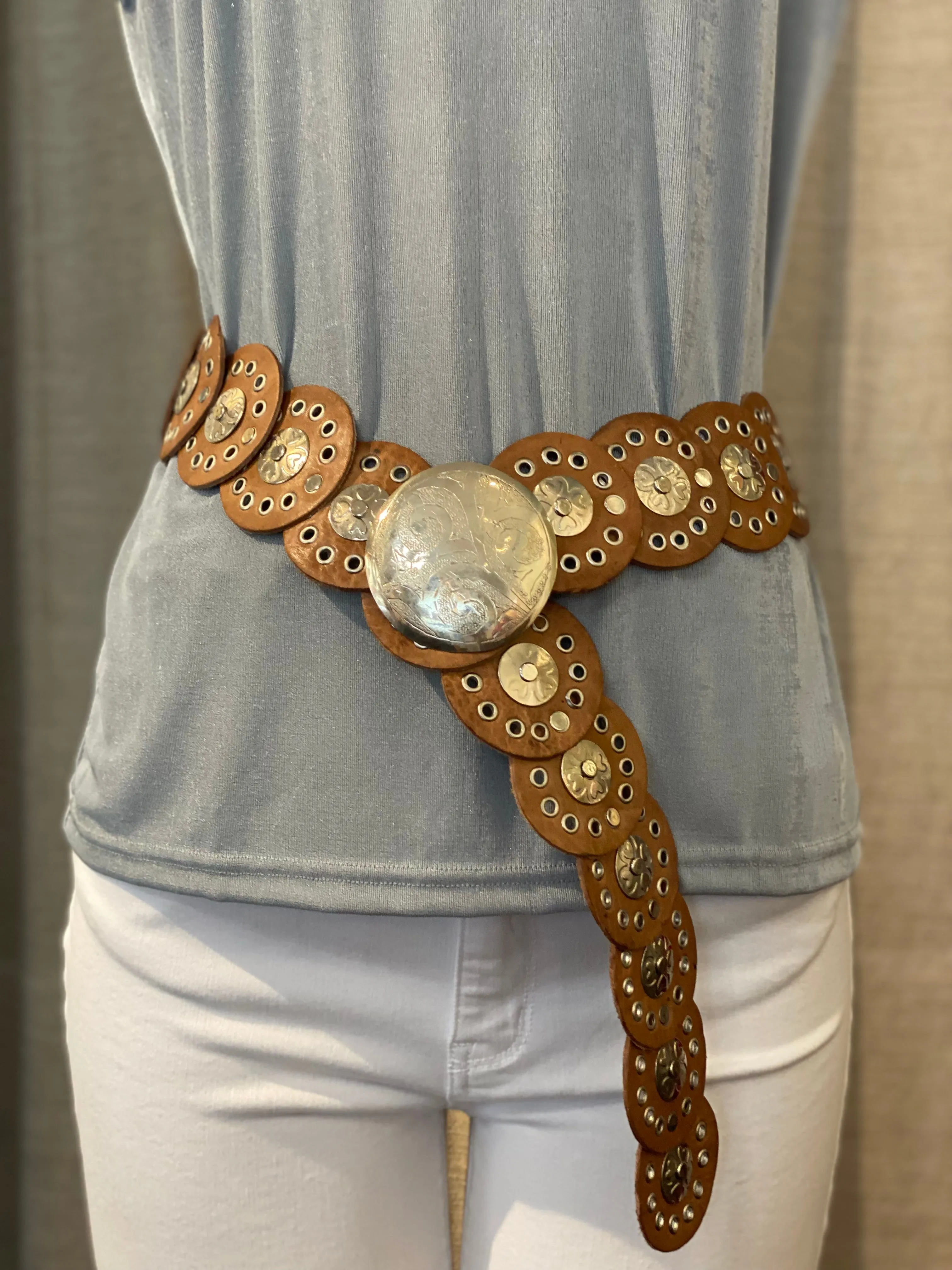 TAN Moroccan Leather w/ Small Medallion Belt