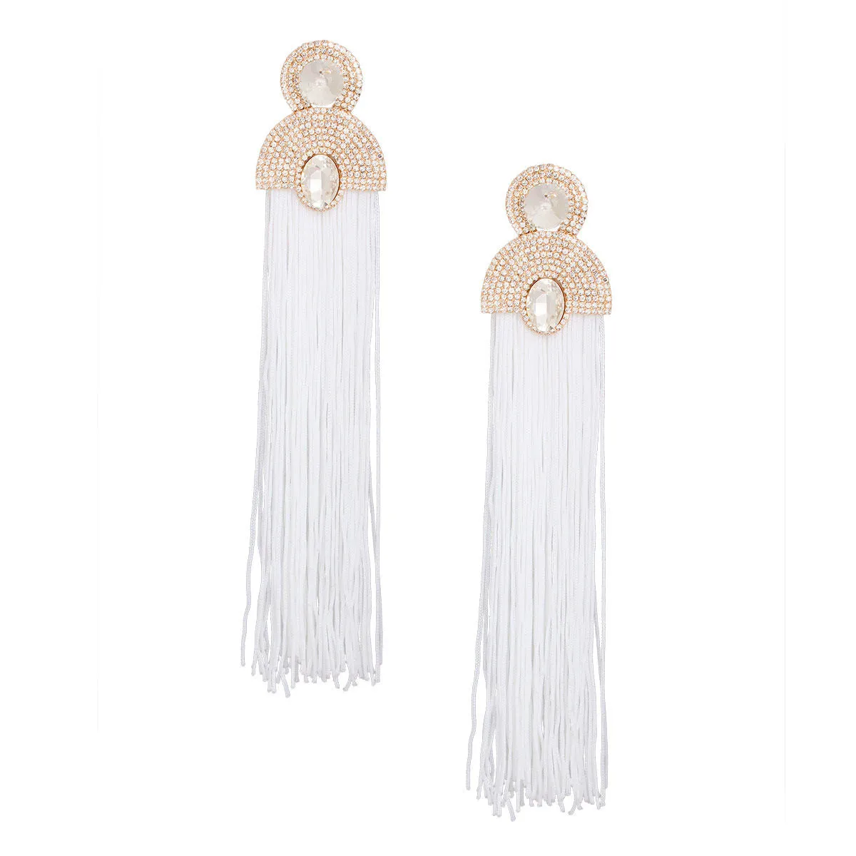 Tassel White Long Vintage Glam Earrings