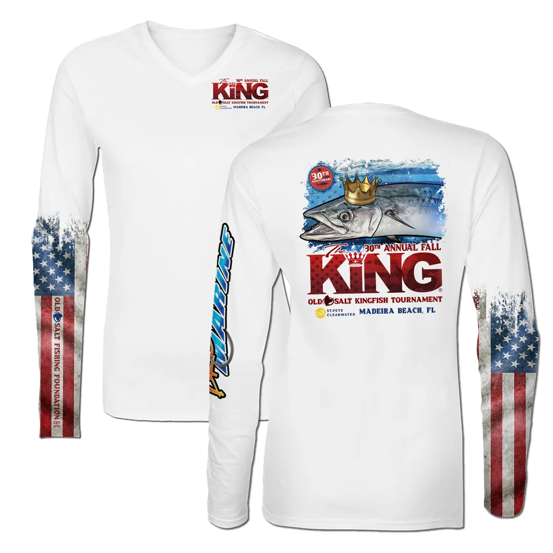 The KING - Fall 2023 - Women's Long Sleeve V-Neck Performance Shirt - White