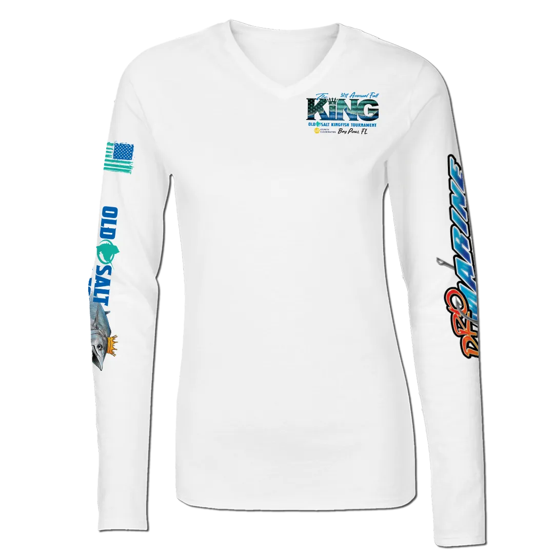 The KING - Fall 2024 - Women's Long Sleeve V-Neck Performance Shirt - White