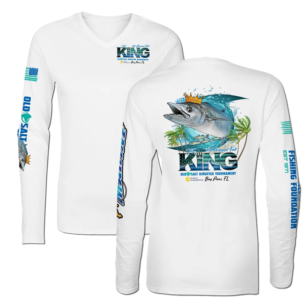 The KING - Fall 2024 - Women's Long Sleeve V-Neck Performance Shirt - White