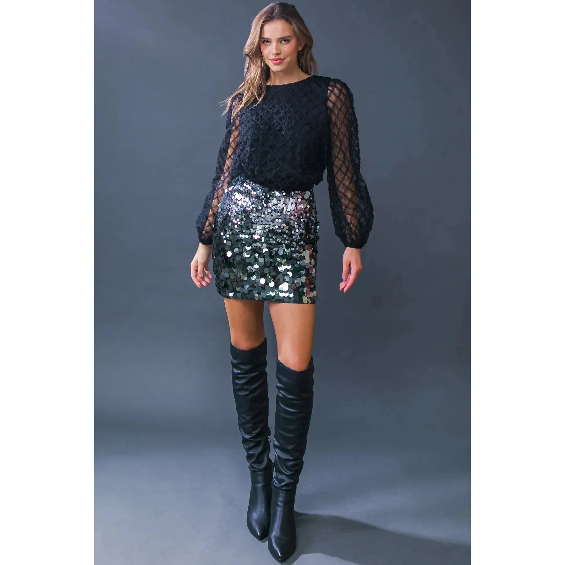 The Lights will Guide You Sequin Mini Skirt by, Flying Tomato