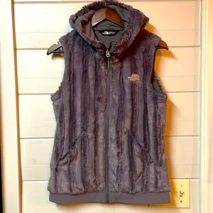 The North Face Women's Faux Furry Zip Up Hooded Vest Size S.
