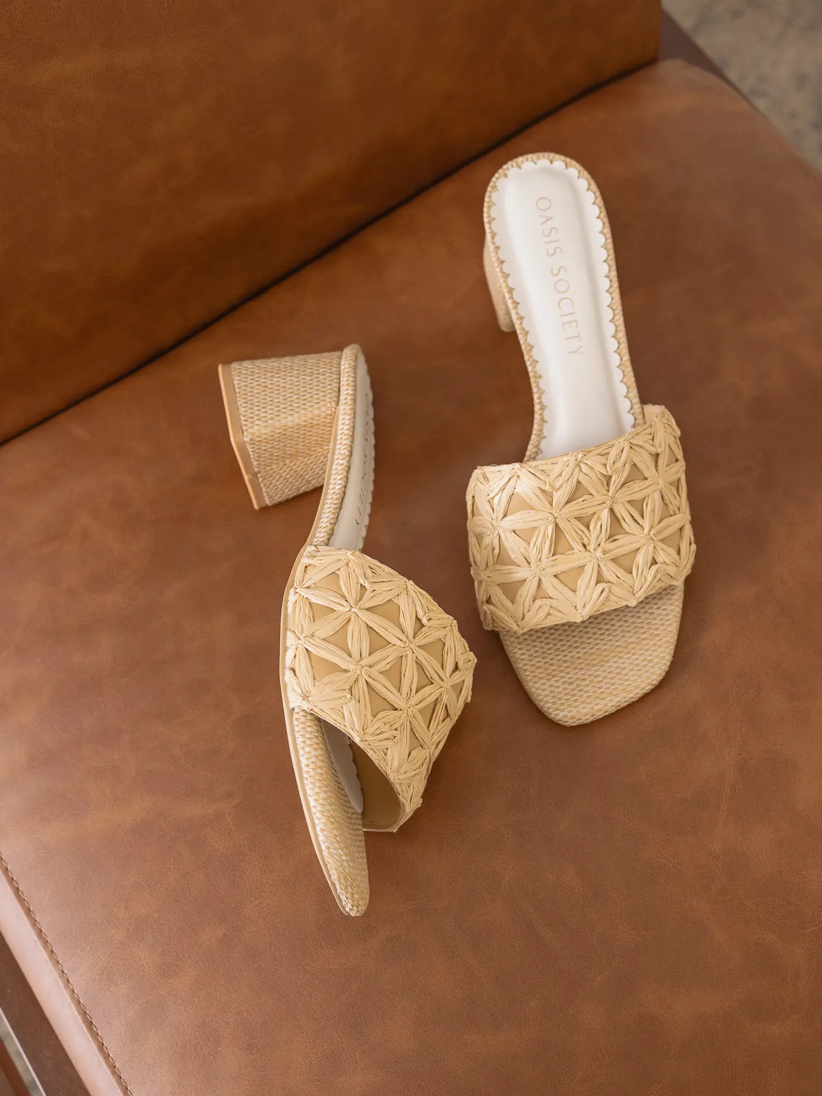 The Winona | Natural Woven Raffia Block Heel