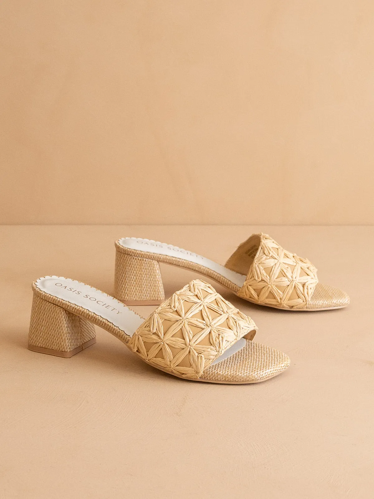 The Winona | Natural Woven Raffia Block Heel