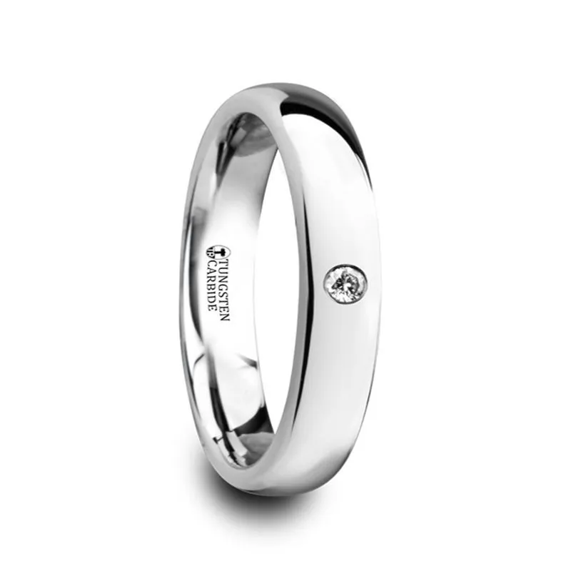 Thorsten GALE Polished & Domed Tungsten Carbide Wedding Ring Diamond 4mm-6mm Band