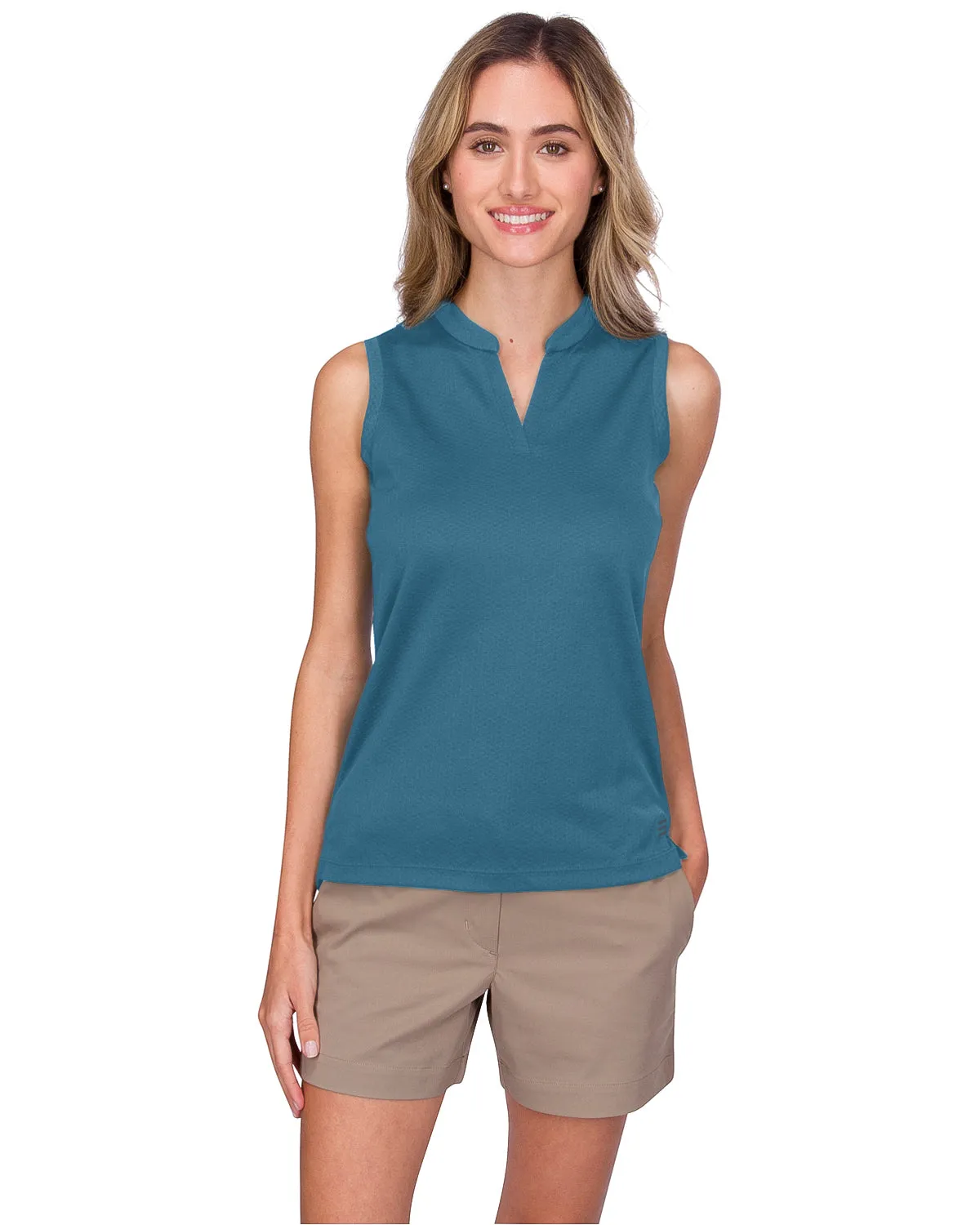 Three Sixty Six Womens Quick Dry Polo Shirt - Sleeveless and Collarless Golf Shirts w/ 4-Way Stretch Fabric and UV Protection