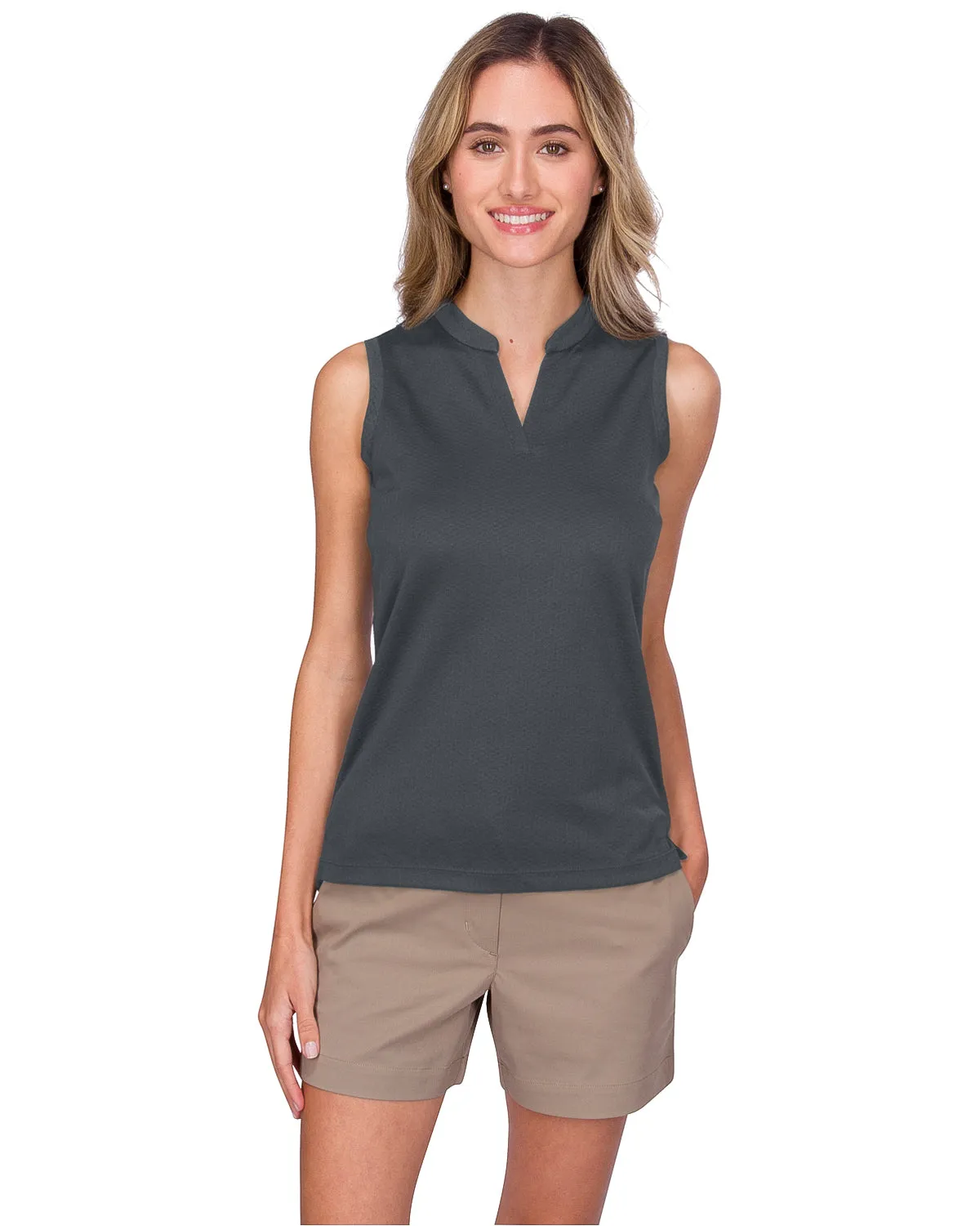 Three Sixty Six Womens Quick Dry Polo Shirt - Sleeveless and Collarless Golf Shirts w/ 4-Way Stretch Fabric and UV Protection
