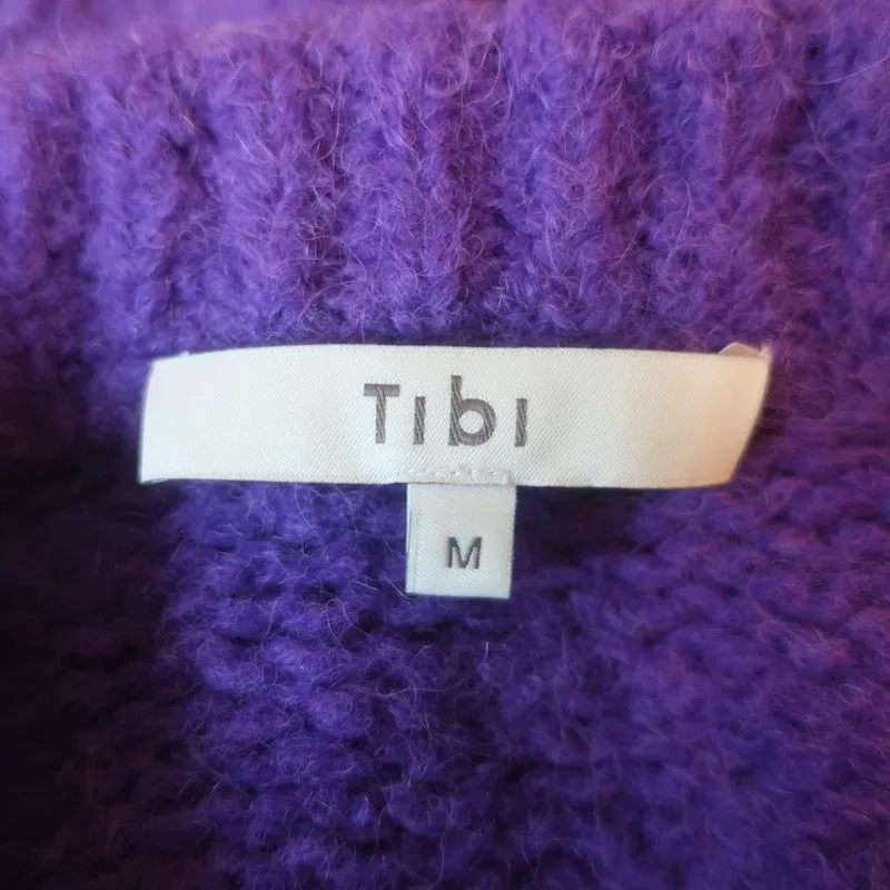 Tibi Airy Alpaca Crewneck Pullover Sweater Purple Size Medium