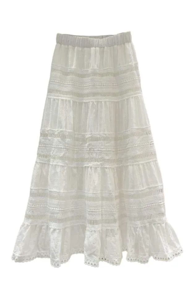 Tiered Maxi Skirt with Lace Detail