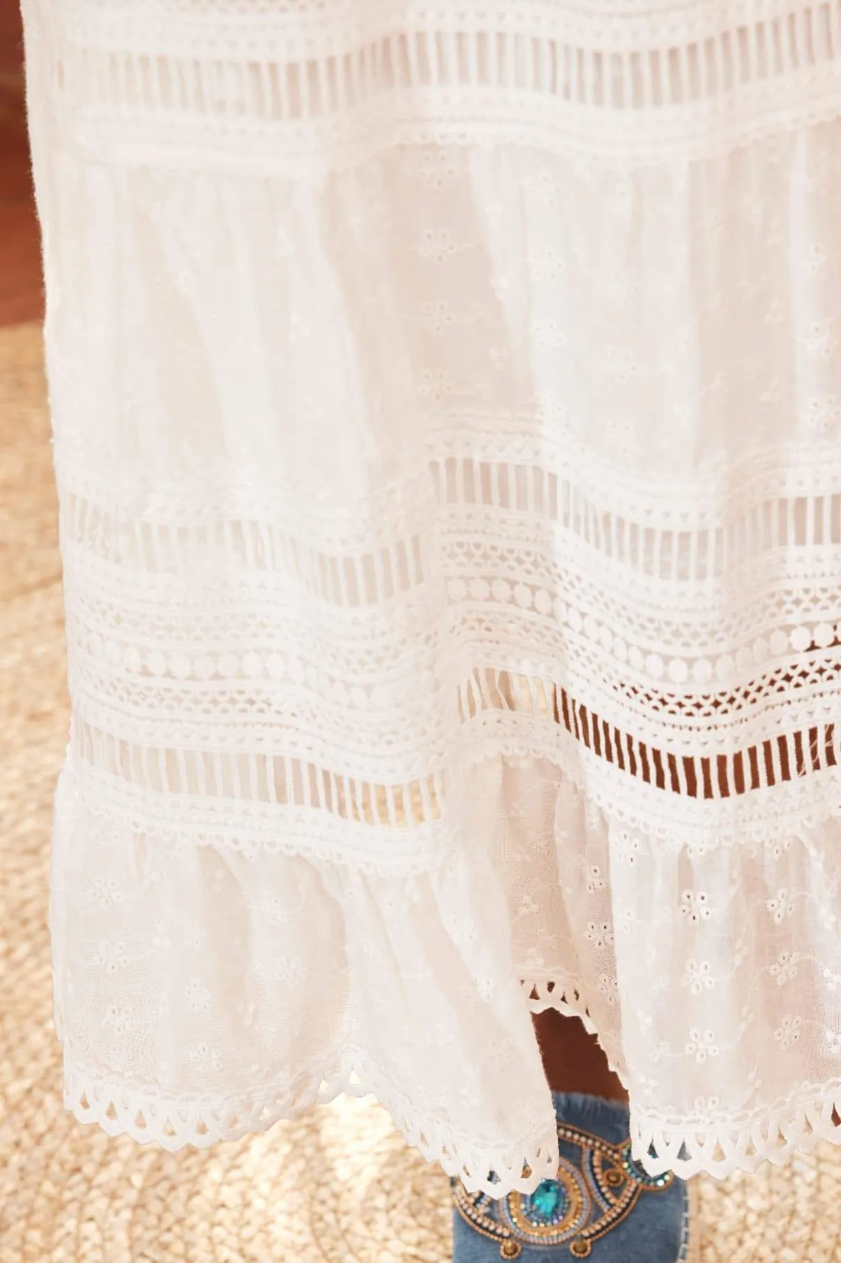 Tiered Maxi Skirt with Lace Detail