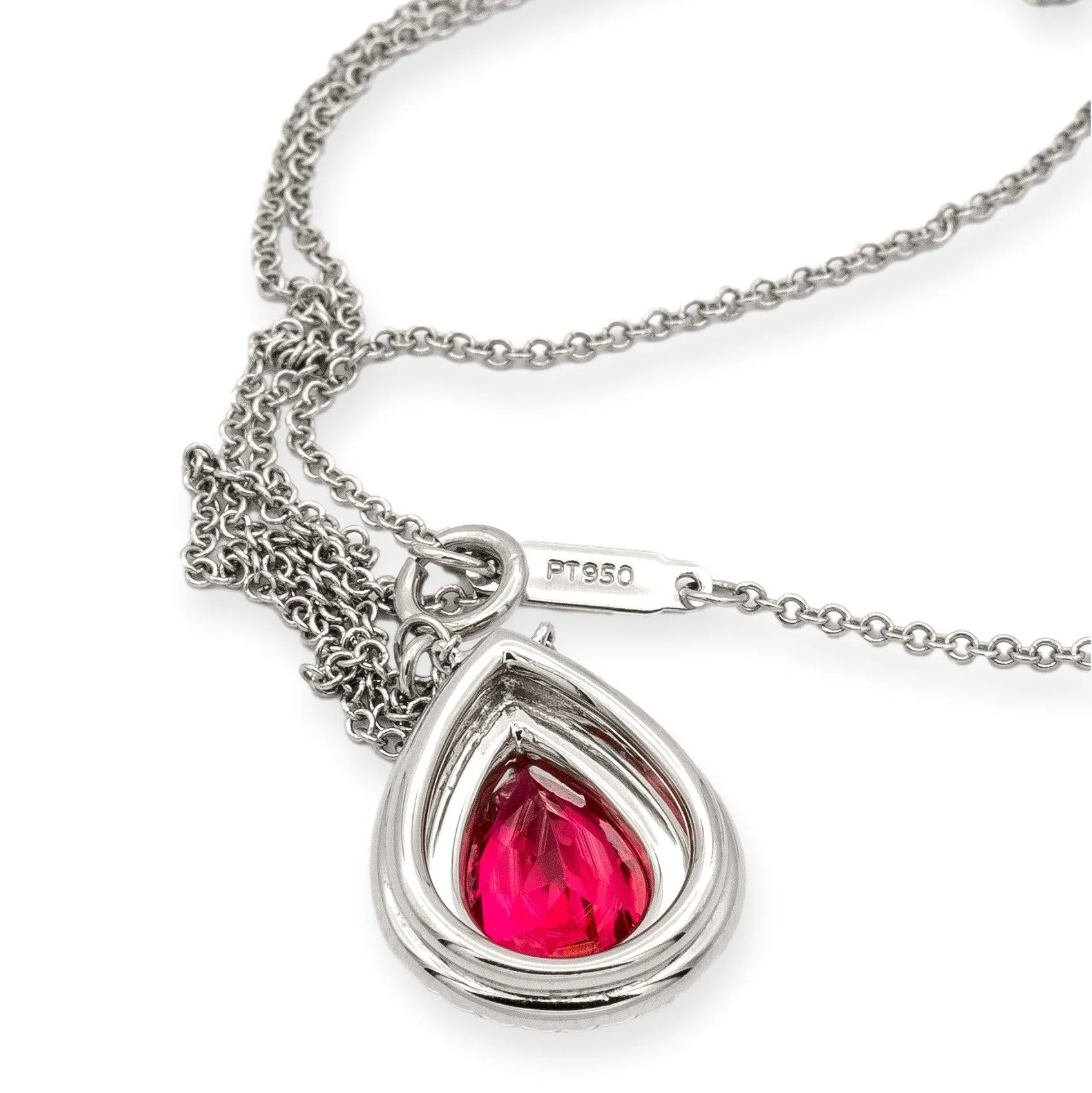 Tiffany & Co. Platinum Soleste Pear Shape Rubellite Diamond Pendant Necklace