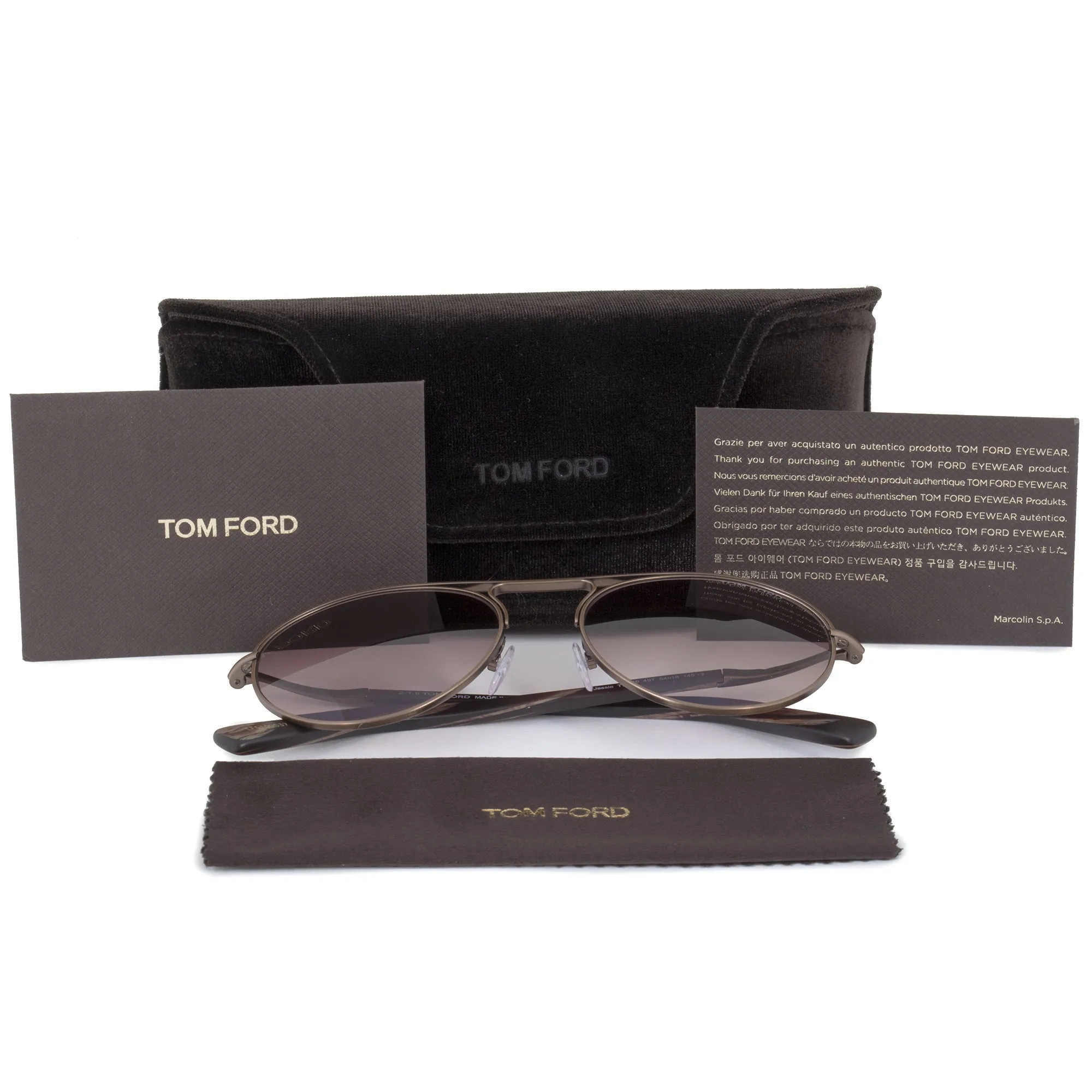 Tom Ford Jessie Women's Round Sunglasses FT0449 49T 54 | Matte Antique Brown Frame | Burgundy Gradient Lens