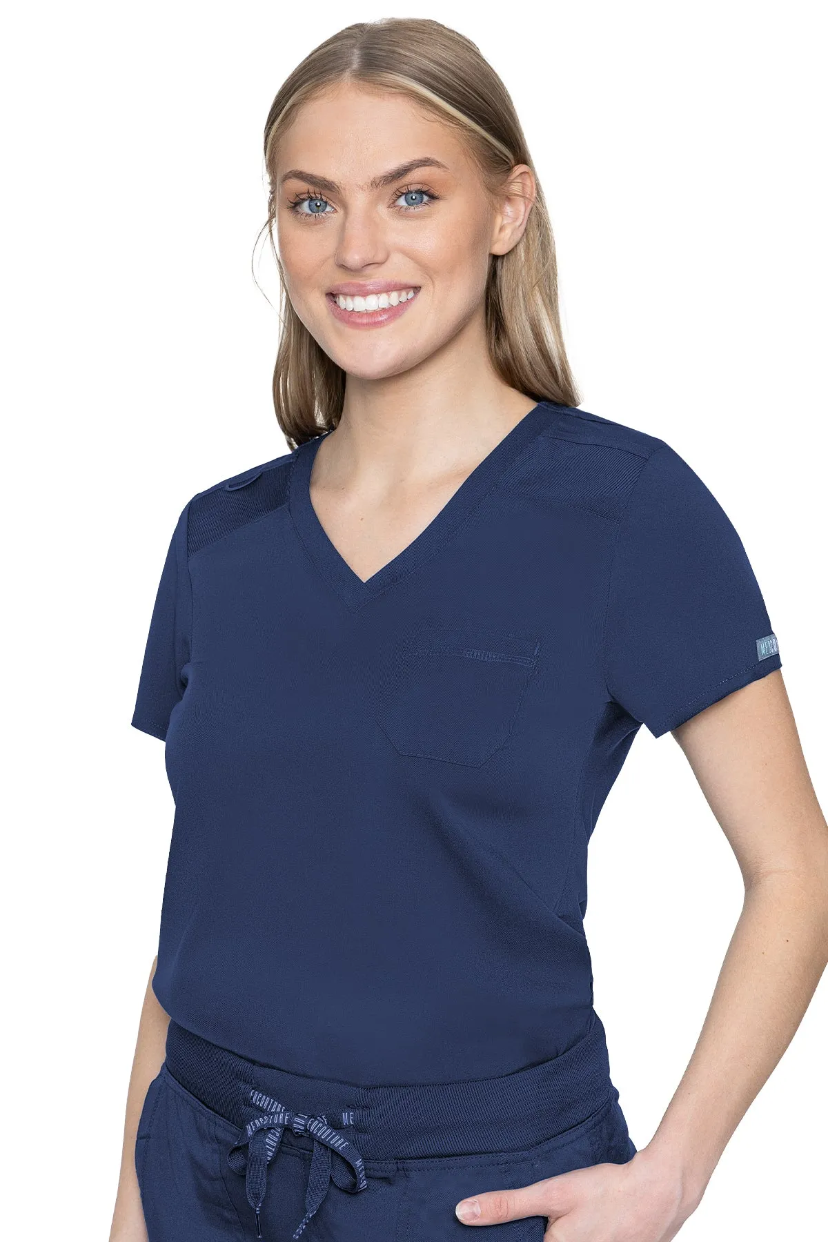 TOUCH V-NECK ONE POCKET WOMENS TOP